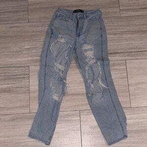 Hollister Light Blue High Rise Jeans. Very distressed. Size OOR W23 L27